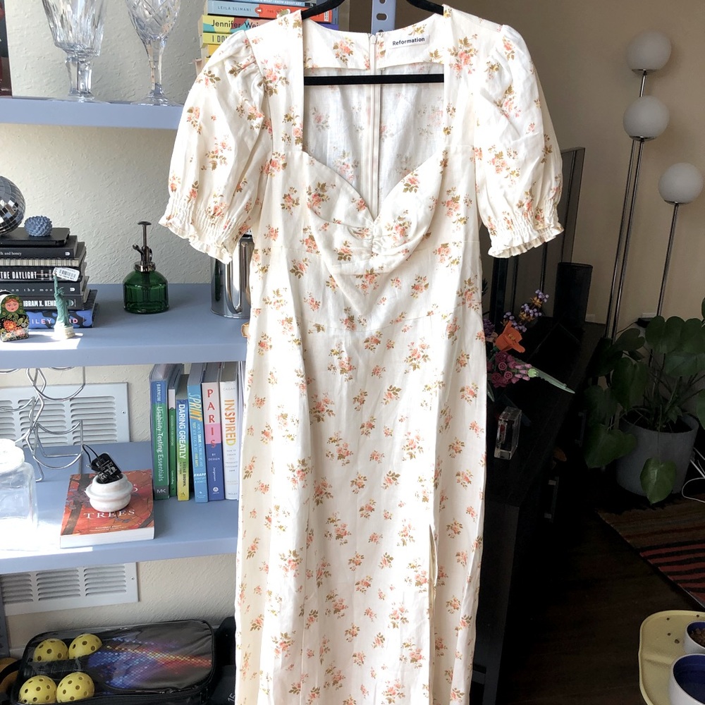 Reformation Floral Linen “Lacey” Dress